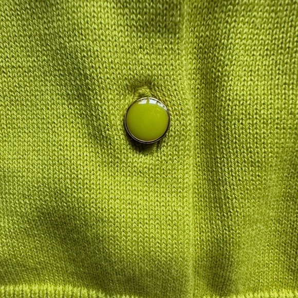 Banana Republic Chartreuse Polka Dot Trim Cardigan Medium - Picture 6 of 9